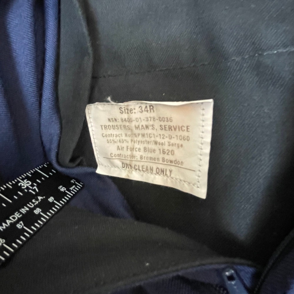 US Air Force Blue Dress Coat Uniform Suit Men's Jacket 40R, Pants 34R 3 Button - Picture 15 of 16